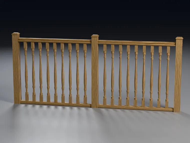 Balaustra in rovere a colonnine tornite